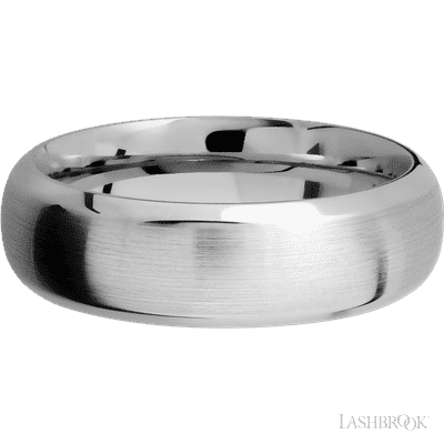 7 mm wide Domed Bevel 14K White Gold band.