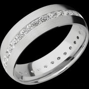 7 mm wide/Domed/14K White Gold band with an Eternity arrangement of .03 carat Round Diamond stones in a Bead Channel setting.