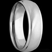 7 mm wide Domed Stepped Down Edges 14K White Gold band.