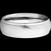 7 mm wide Domed Stepped Down Edges 14K White Gold band.