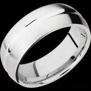 8 mm wide Domed Center Concave 14K White Gold band.