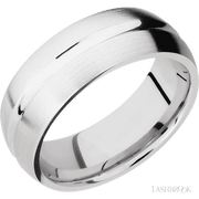 8 mm wide Domed Center Concave 14K White Gold band.