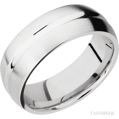 8 mm wide Domed Center Concave 14K White Gold band.