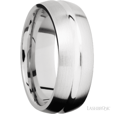 8 mm wide Domed Center Concave 14K White Gold band.