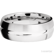 8 mm wide Domed Center Concave 14K White Gold band.