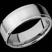 8 mm wide Flat Grooved Edges 14K White Gold band.