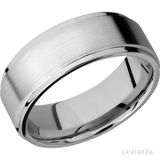 8 mm wide Flat Grooved Edges 14K White Gold band.