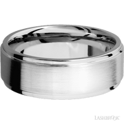 8 mm wide Flat Grooved Edges 14K White Gold band.