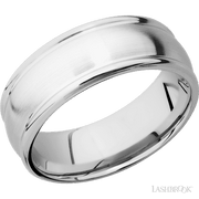 8 mm wide Domed Rounded Edges 14K White Gold band.
