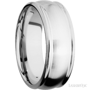 8 mm wide Domed Rounded Edges 14K White Gold band.