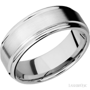 8 mm wide Flat Rounded Edges 14K White Gold band.