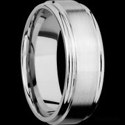 8 mm wide Flat Rounded Edges 14K White Gold band.