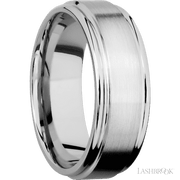8 mm wide Flat Rounded Edges 14K White Gold band.