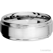 8 mm wide Flat Rounded Edges 14K White Gold band.