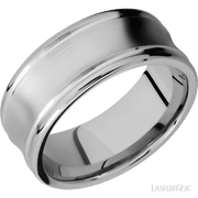 9 mm wide Concaved Center Round Edges 14K White Gold band.