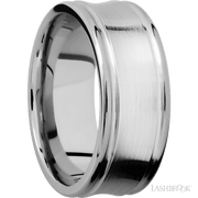 9 mm wide Concaved Center Round Edges 14K White Gold band.