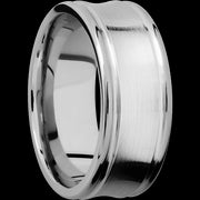 9 mm wide Concaved Center Round Edges 14K White Gold band.