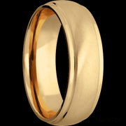 7 mm wide Domed Stepped Down Edges 14K Yellow Gold band.