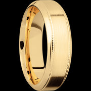 7 mm wide High Bevel Milgrain 14K Yellow Gold band.