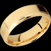 7 mm wide High Bevel Milgrain 14K Yellow Gold band.