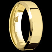 7 mm wide High Bevel 14K Yellow Gold band.