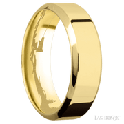 7 mm wide High Bevel 14K Yellow Gold band.