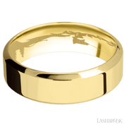 7 mm wide High Bevel 14K Yellow Gold band.