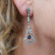 Vintage Platinum Diamond and Sapphire Earrings