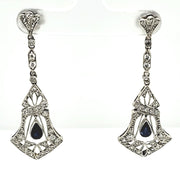 Vintage Platinum Diamond and Sapphire Earrings