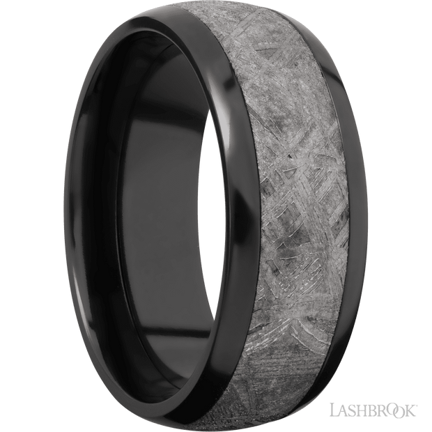 Zirconium with Polish Finish and Meteorite Inlay