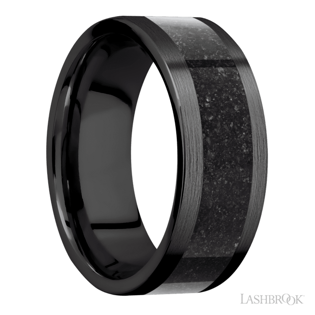 Zirconium with Satin Finish and Dinosaur Bone Black Inlay