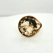 Vintage Modernist 14kt Yellow Gold Citrine Ring