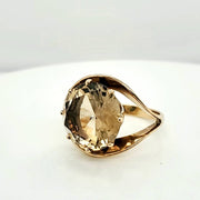 Vintage Modernist 14kt Yellow Gold Citrine Ring