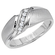 21-V22023W-G.00 - Goldman - Comfort Fit weddding band with tension set diamonds and vertical brushed finish