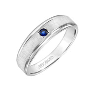 21-V3105SW6-G.00 - ARTCARVED - Comfort Fit wedding band with single sapphire, vertical brushed finish and bright, rolled edges.