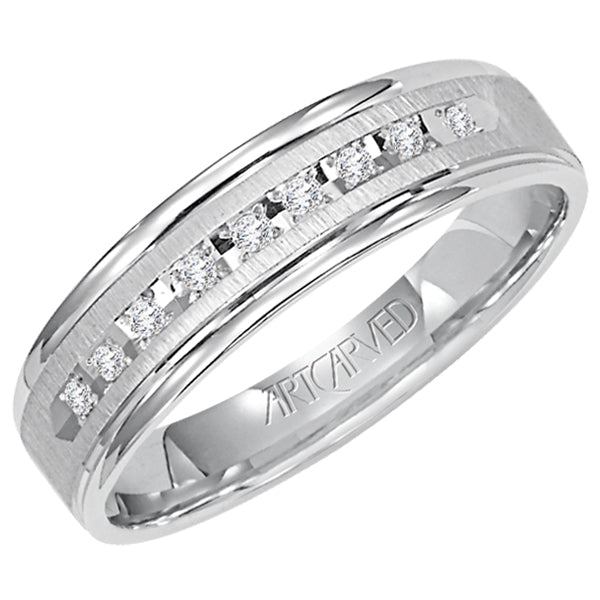 21-V3107W-G.00 - ARTCARVED - Comfort Fit, diamond wedding band with vertical brushed finish and bright, rolled edges