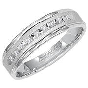 21-V3107W-G.00 - Goldman - Comfort Fit, diamond wedding band with vertical brushed finish and bright, rolled edges