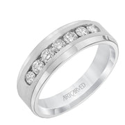 21-V8967W75-G.00 - ARTCARVED - Channel Set Diamond Wedding Band with Beveled Edge and Tapered Band