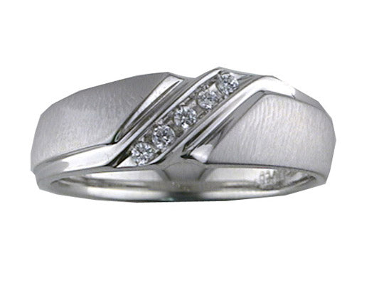21-V22023W-G.00 - ARTCARVED - Comfort Fit weddding band with tension set diamonds and vertical brushed finish