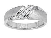 21-V22023W-G.00 - Goldman - Comfort Fit weddding band with tension set diamonds and vertical brushed finish