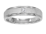 21-V3105W-G.00 - ARTCARVED - Comfort Fit wedding band with single diamond, vertical brushed finish and bright, rolled edges