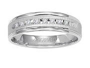 21-V3107W-G.00 - Goldman - Comfort Fit, diamond wedding band with vertical brushed finish and bright, rolled edges