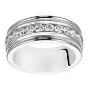 22-14895W-G.00 - Goldman - Traditional milgrain paired with a modern, bright finish, round edges and 10 stone channel set diamonds are the perfect combination for this exquisite, Comfort Fit, wedding band