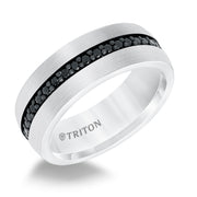8MM Comfort Fit Brown Tungsten All Around Black Sapphire Band