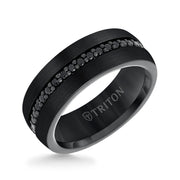 8MM Comfort Fit Black Tungsten All Around Black Sapphire Band