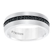 22-5733BRC100-G.00 - Goldman - 8MM Comfort Fit Brown Tungsten All Around Black Sapphire Band