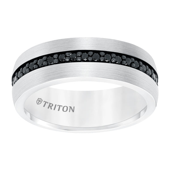 22-5733BRC100-G.00 - Goldman - 8MM Comfort Fit Brown Tungsten All Around Black Sapphire Band