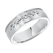 22-8105W-G.00 - Goldman - Distinct yet timeless, this low-domed, Comfort Fit, 7 stone diamond wedding band features satin finish with round edges