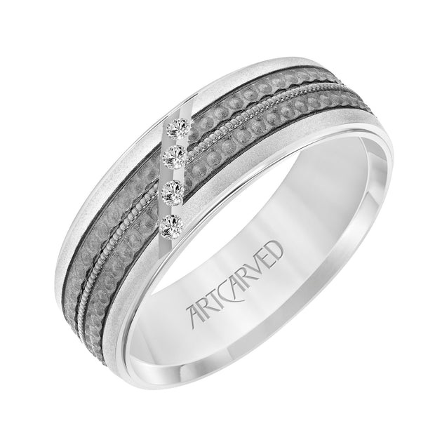 22-V8881W7-G.00 - ARTCARVED - Low Dome Flat Edge Diamond Wedding Band