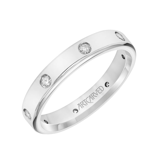 22-V8898W4-G.00 - Goldman - 4MM Flat Profile Band with 8 Diamond Accents